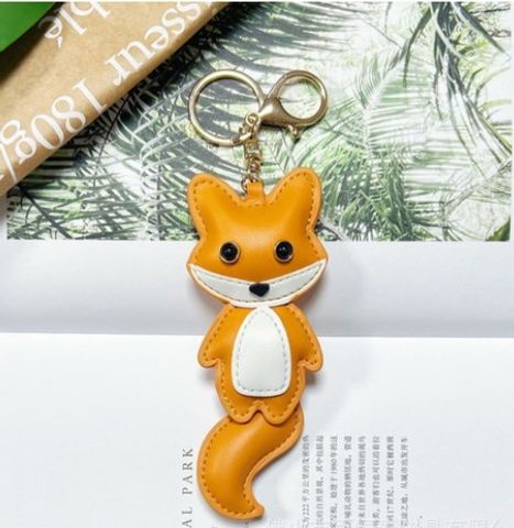 Cute Fox Pu Leather Unisex Bag Pendant Keychain