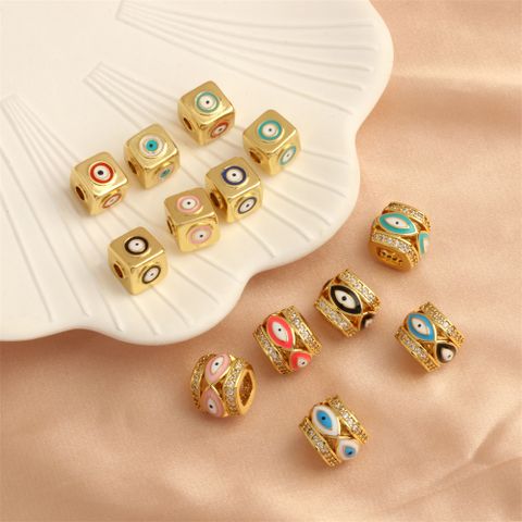 Simple Style Eye Copper Enamel Plating Inlay Zircon 18k Gold Plated Charms Jewelry Accessories