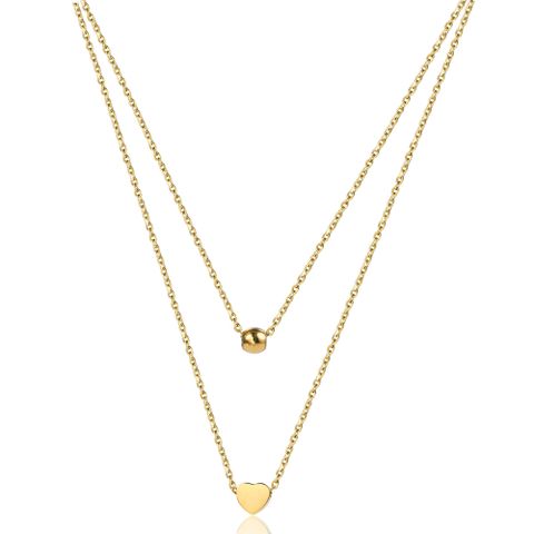 304 Stainless Steel 18K Gold Plated Simple Style Commute Plating Solid Color Layered Necklaces