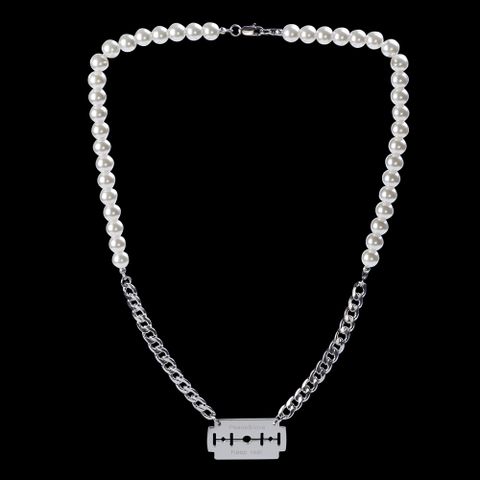 Hip Hop Runden Edelstahl 304 Künstliche Perle Perlen 18 Karat Vergoldet Unisex Geschichtete Halskette