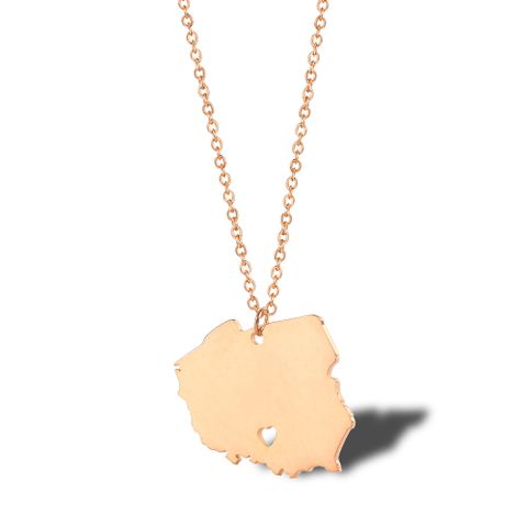 304 Stainless Steel 18K Gold Plated Simple Style Plating Map Pendant Necklace