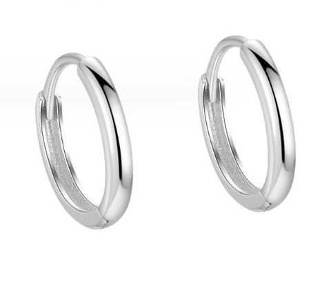 1 Pair Simple Style Circle Solid Color Plating Sterling Silver White Gold Plated Gold Plated Hoop Earrings