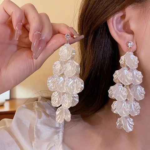 1 Pair Simple Style Flower Patchwork Alloy Drop Earrings