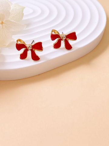1 Pair Simple Style Classic Style Bow Knot Enamel Alloy Ear Studs