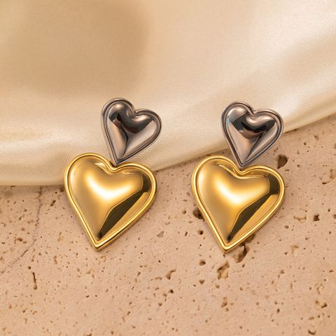 1 Piece Classic Style Commute Heart Shape Plating 304 Stainless Steel 18K Gold Plated Drop Earrings