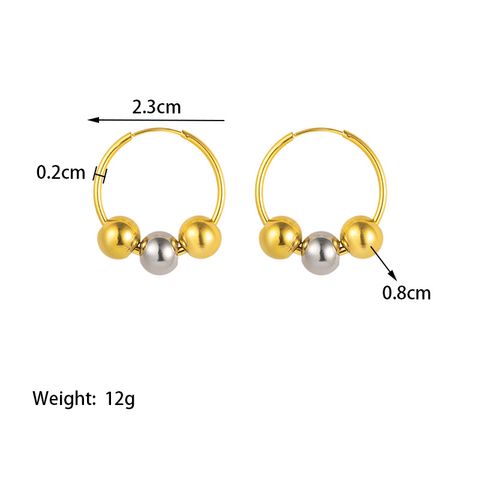 1 Pair Simple Style Geometric Solid Color Plating 304 Stainless Steel 18K Gold Plated Hoop Earrings