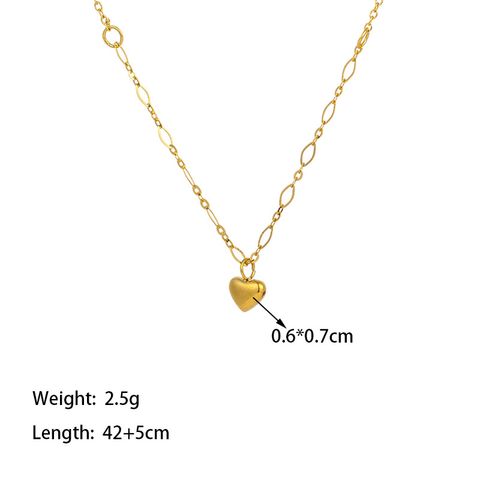304 Stainless Steel 18K Gold Plated Simple Style Patchwork Plating Heart Shape Pendant Necklace