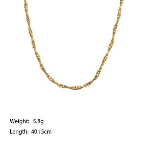 304 Stainless Steel 18K Gold Plated Simple Style Layered Plating Solid Color Double Layer Necklaces