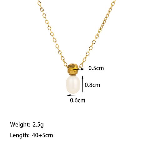 Wholesale Vintage Style Geometric Solid Color Titanium Steel Epoxy Plating 18k Gold Plated Pendant Necklace