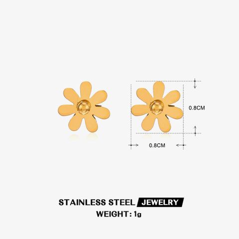 1 Pair Sweet Simple Style Flower Plating Titanium Steel 18K Gold Plated Ear Studs