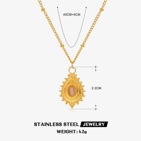 304 Stainless Steel Titanium Steel 18K Gold Plated Lady Plating Inlay Water Droplets Natural Stone Pendant Necklace