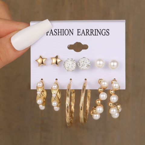 1 Set Ig Style Infinity Star Butterfly Plating Inlay Alloy Rhinestones Pearl Earrings