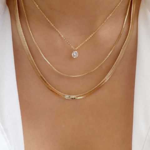 Ig Style Simple Style Round Artificial Crystal Alloy Wholesale Three Layer Necklace