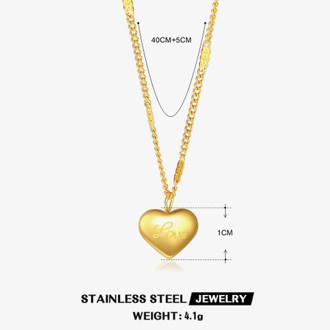 304 Stainless Steel 18K Gold Plated IG Style Plating Heart Shape Necklace