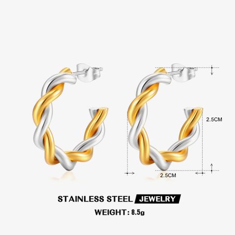 1 Pair Ig Style Twist Plating Stainless Steel 18k Gold Plated Earrings
