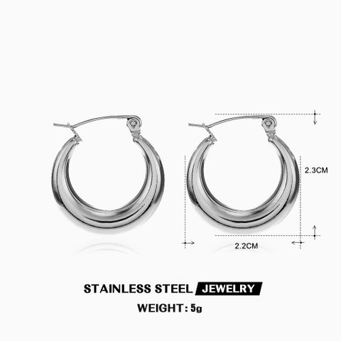 1 Pair Simple Style Round Plating 304 Stainless Steel 18K Gold Plated Hoop Earrings