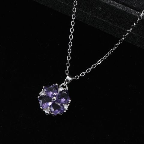 Wholesale Elegant Sweet Four Leaf Clover Stainless Steel Titanium Steel Plating Pendant Necklace