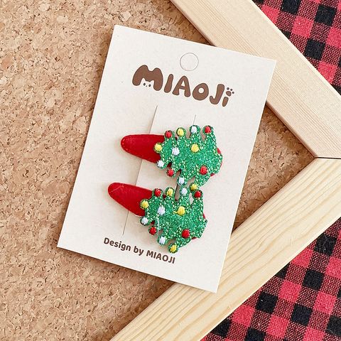 Cartoon Style Christmas Tree Santa Claus Snowflake Cloth Sequins Hair Clip