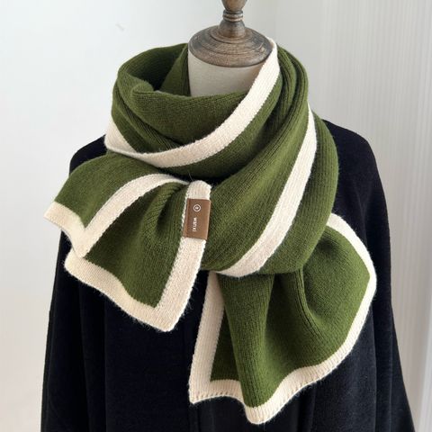 Women's Basic Korean Style Color Block Knit Scarf