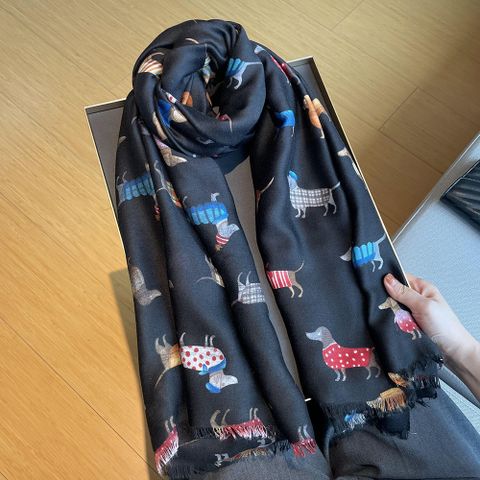 Women's Cartoon Style Cute Animal Cotton And Linen Scarf