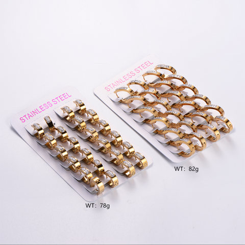 1 Pair Casual Classic Style Solid Color Plating Inlay Stainless Steel Rhinestones 18k Gold Plated Ear Clip