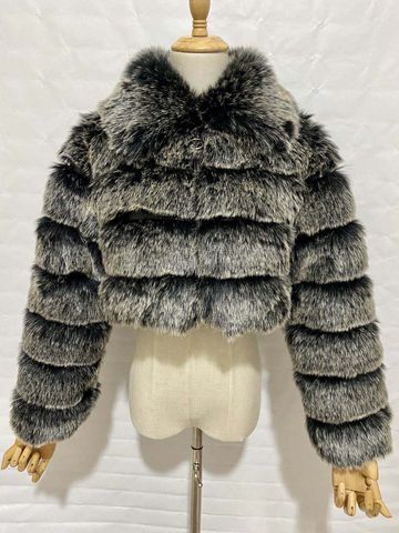 Women's Streetwear Solid Color Contrast Binding Zipper Coat Faux Fur Coat