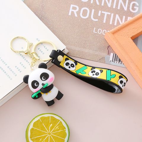 Cute Panda Pvc Metal Unisex Bag Pendant Keychain 1 Piece