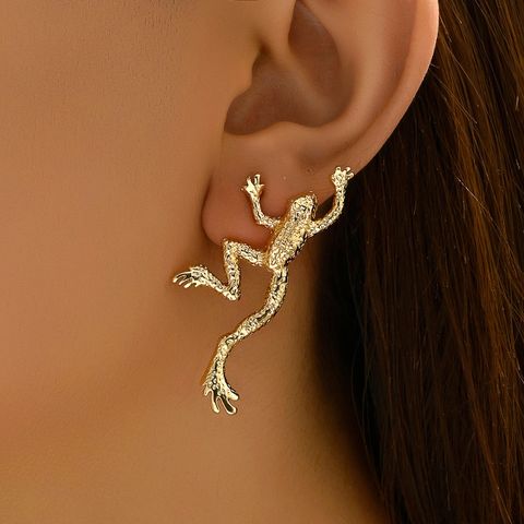 1 Pair Vintage Style Exaggerated Triangle Golden Toad Rectangle Plating Alloy Drop Earrings