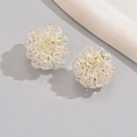 1 Pair Sweet Simple Style Flower Plating Glass Ear Studs
