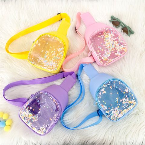 Kid's Cute Solid Color Pu Leather Anti-theft Waist Bags