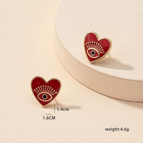 1 Pair Elegant Geometric Heart Shape Plating Alloy Ear Studs