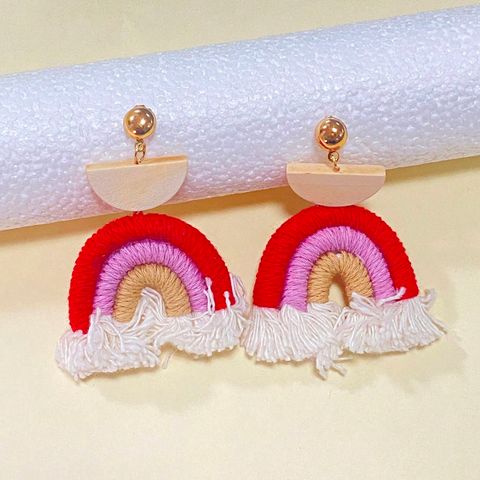 1 Pair Cute Rainbow Alloy Drop Earrings