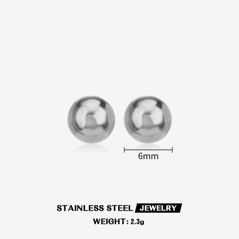 1 Pair Simple Style Round Plating 304 Stainless Steel 18K Gold Plated Ear Studs