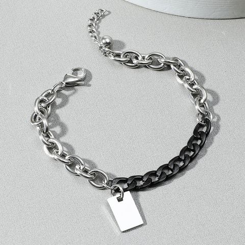 Simple Style Rectangle Titanium Steel Plating Men's Bracelets