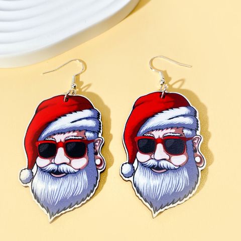 1 Pair Christmas Streetwear Animal Santa Claus Snowflake Wood Drop Earrings