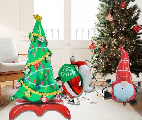 Cartoon Style Cute Christmas Tree Santa Claus Aluminum Film Christmas Balloons