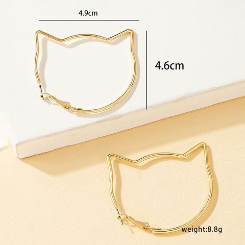 1 Pair Cute Sweet Cat Plating Ferroalloy 14k Gold Plated Hoop Earrings