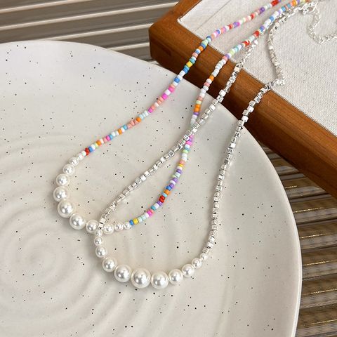 Cute Pastoral Round Seed Bead Beaded Women's Necklace