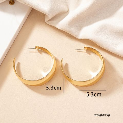 1 Pair Simple Style Solid Color Plating Ferroalloy 14k Gold Plated Hoop Earrings