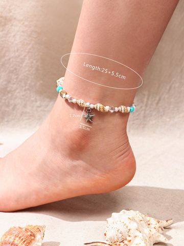 Casual Hawaiian Tropical Starfish Shell Beads Shell Alloy Shell Wholesale Anklet