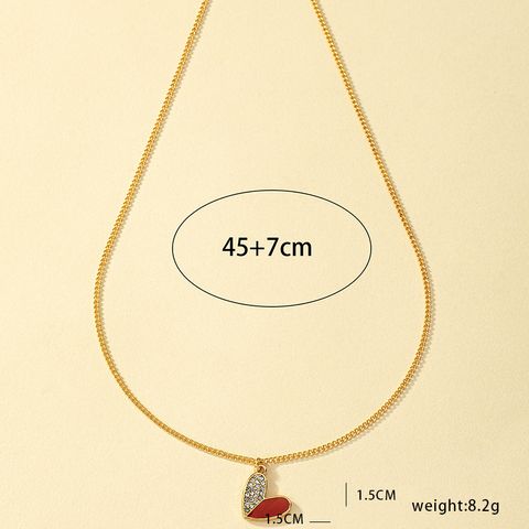 Classic Style Commute Heart Shape Alloy Plating Inlay Rhinestones 14k Gold Plated Women's Pendant Necklace
