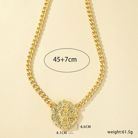 Ig Style Hip-hop Punk Lion Alloy Plating 14k Gold Plated Unisex Pendant Necklace