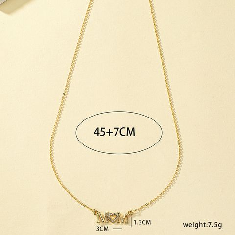 Simple Style Commute Letter Alloy Plating Inlay Rhinestones 14k Gold Plated Women's Pendant Necklace