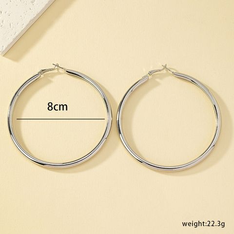 1 Pair Exaggerated Simple Style Solid Color Plating Alloy 14k Gold Plated Hoop Earrings