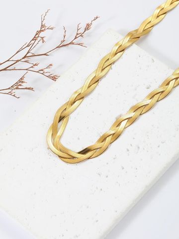 Simple Style Solid Color Copper Plating Chain 18k Gold Plated Necklace