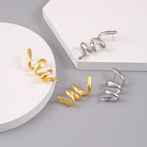 1 Piece Simple Style Commute Spiral Plating Alloy Gold Plated Silver Plated Ear Studs