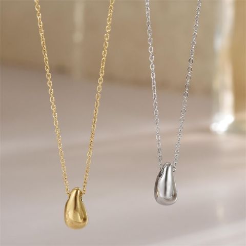 304 Stainless Steel 18K Gold Plated Vintage Style Plating Water Droplets Pendant Necklace