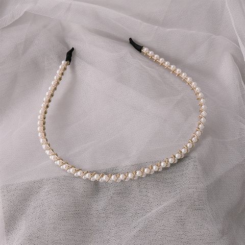 Rétro Fleur Alliage Fait Main Perles Artificielles Bande De Cheveux