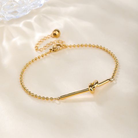 Simple Style Solid Color Knot Stainless Steel Titanium Steel Plating 18k Gold Plated Gold Plated Bracelets
