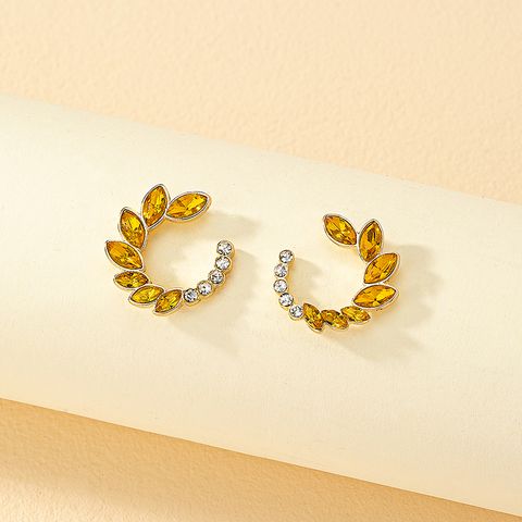 Wholesale Jewelry Casual Elegant Simple Style Flower Wreath Floral Alloy Zircon 14k Gold Plated Plating Inlay Ear Studs